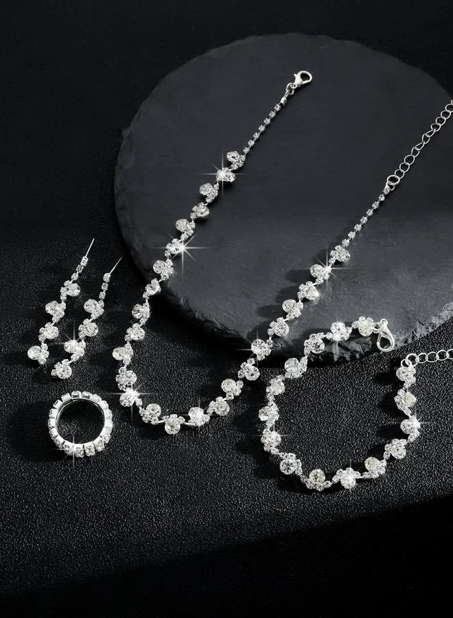 Take Two  4-Piece Embellished Necklace, Bracelet, Ring And Earrings Jewelry Set for Women | Best Price UAE